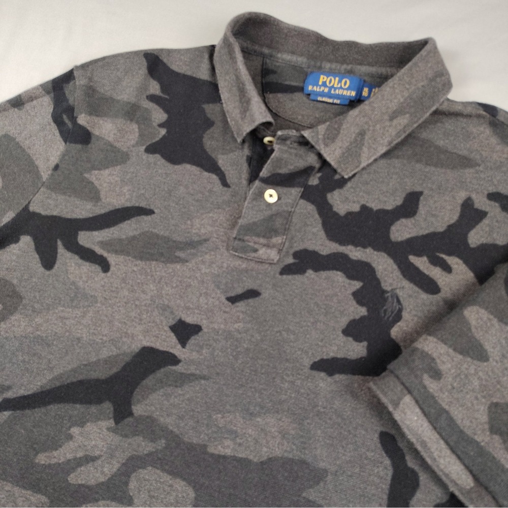 Polo Ralph Lauren Classic Fit Short Sleeve Polo Shirt Mens XL Camouflage Gray
